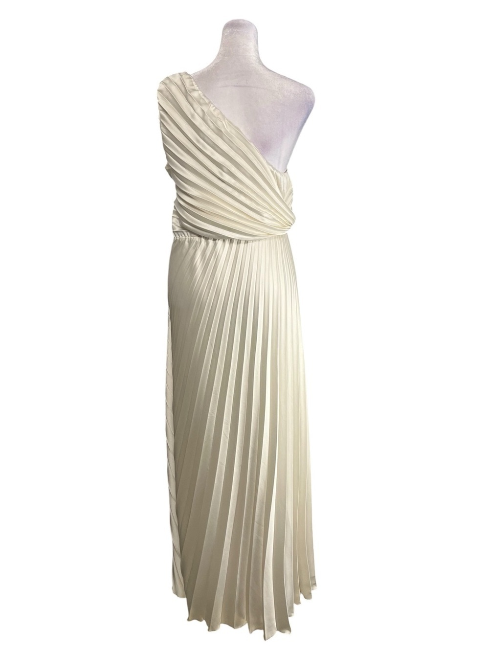 Abercrombie & Fitch Giselle Ivory One Shoulder Pleated Maxi Dress Sz Large Tall - Picture 6 of 8
